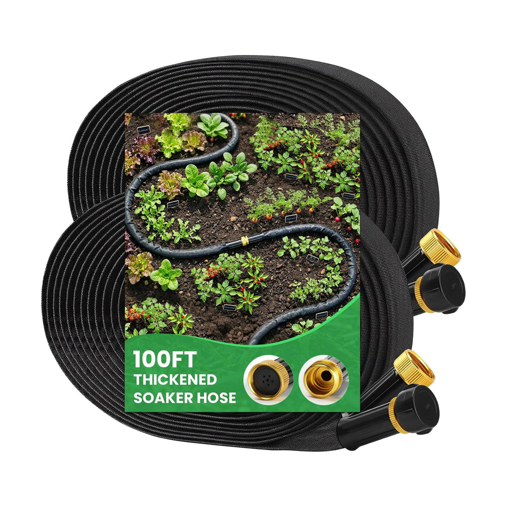 MIXC 2026-Thickened Soaker Hose 100Ft with Copper Joint,Saving 80% Water | Aluminum Seal,1mm Thickened Hose,360°Swival