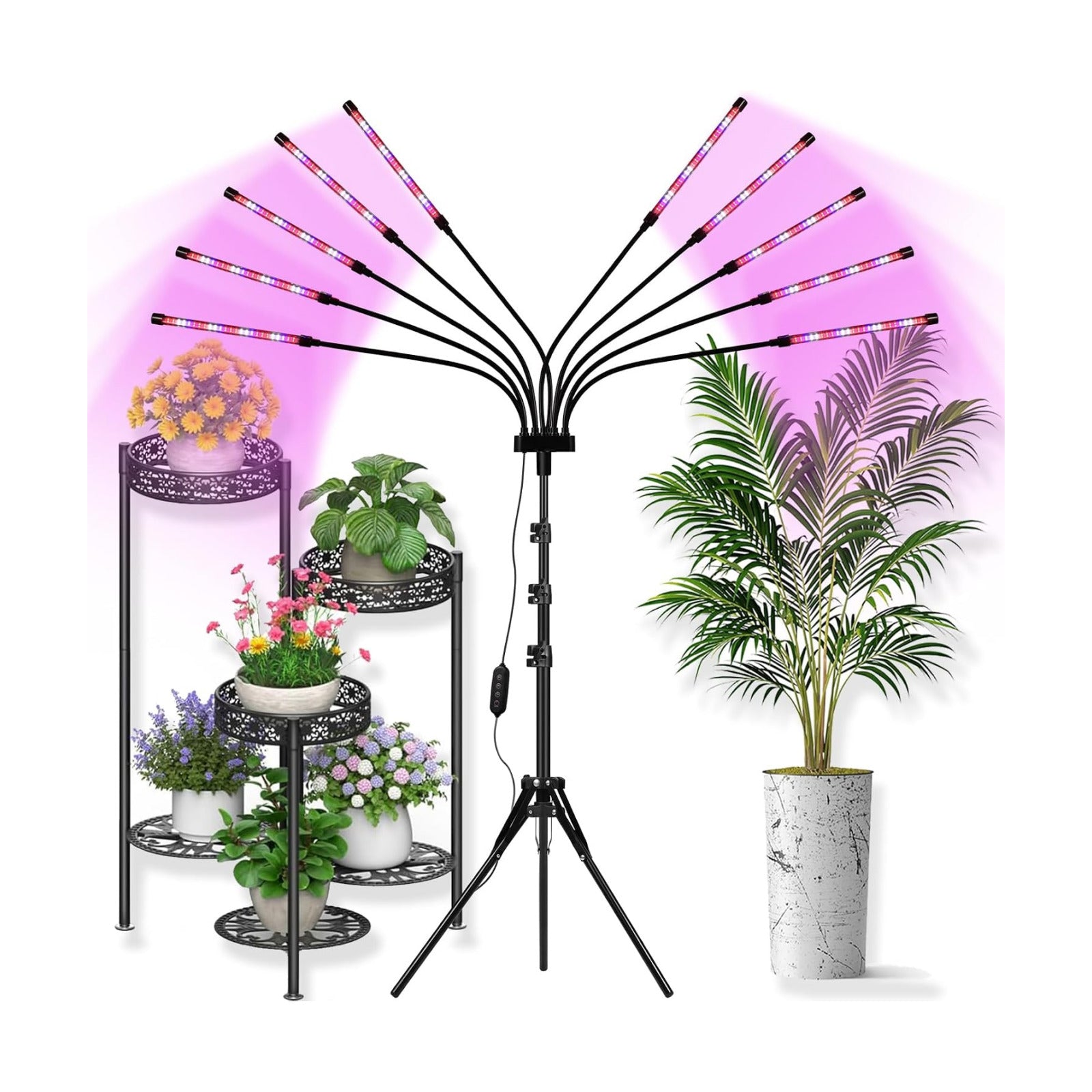 Grow Lights for Indoor Plants [ 10 in1 ] 500 LEDs, Full Spectrum Grow Light for Indoor Growing with Tripod Stand, Auto