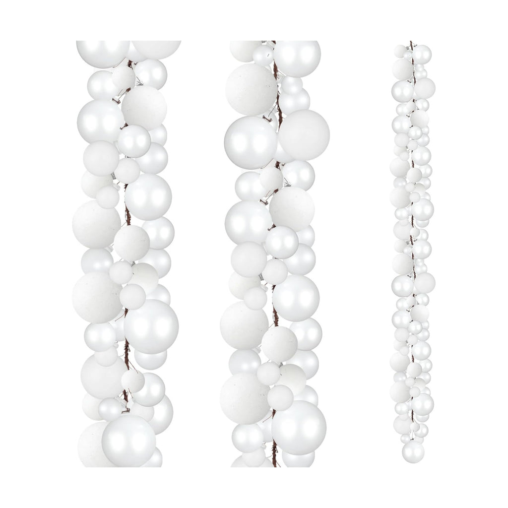 2 Pcs 6 ft Christmas Ball Ornament Garland, White