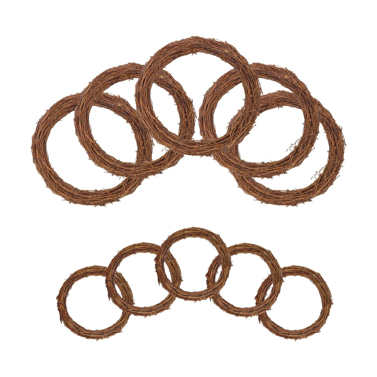 10 Pcs 12 Inch & 8 inch Natural Grapevine Wreath Set, Hand-Woven Vine Branch Wreaths for DIY Crafts, Home Decorations, Home & Event Styling(5 Pieces per Size)