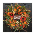 24 Inch Artificial Fall Wreaths for Front Door Outside with Hello Sign''