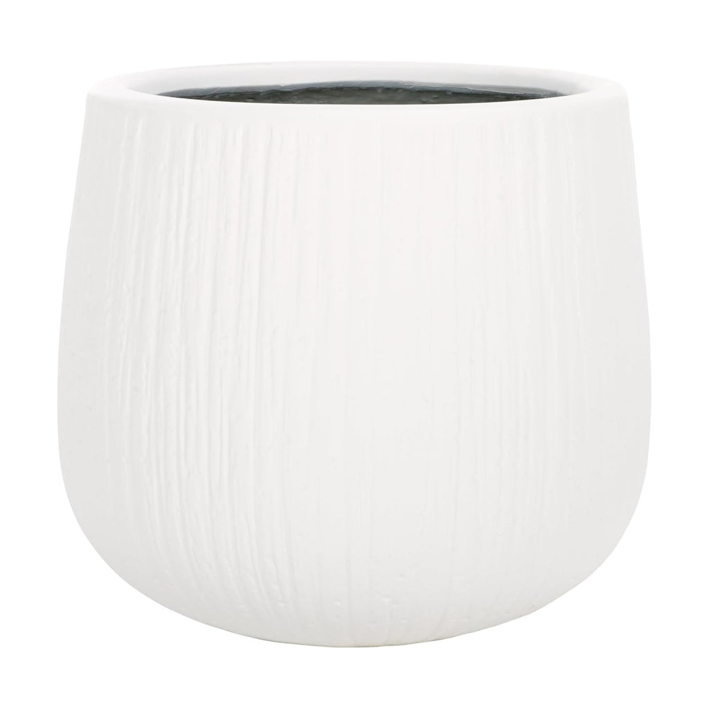 SAFAVIEH Outdoor - Francia White Concrete Ficonstone Planter Pot with Drainage Hole, Frost Resistant Garden Planter for