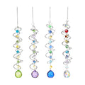 Set of 4 Crystal Sun Catcher for Window Hanging Double-Spiral Gazing Ball Spiral Tail Rainbow Maker Wind Spinners