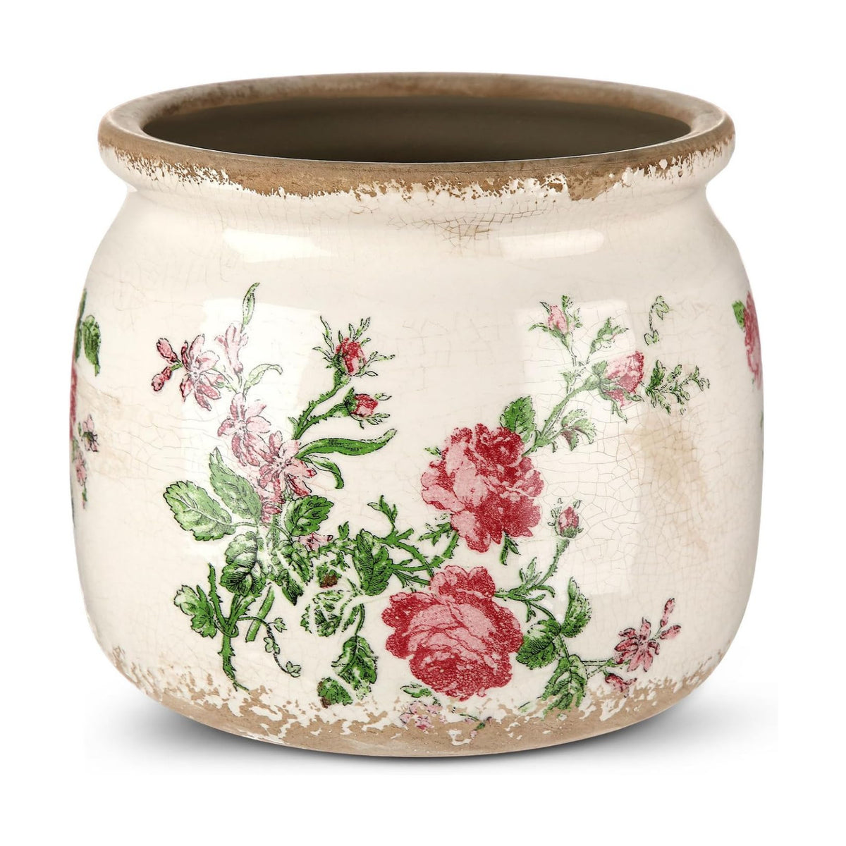 Vintage Planter Large Ceramic Plants Pot Beige Pink French Rose