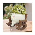 Smiley Face Planter Pot, Cute Coffee Plant Pots for Indoor Outdoor | Unique Rocking Chair Plant Pot for Succulents