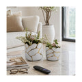 Set of 2 Plant Pots for Indoor Plants – Ceramic Planters with Gold Accents, Decorative Pots for Home Decor, Modern