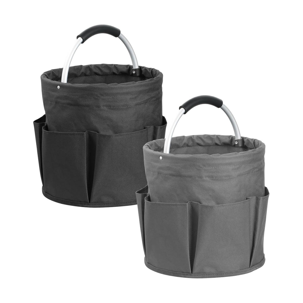 2Pack 17L Foldable Cleaning Supply Caddy with Handle, Portable Bucket Tool Organizer, Garden Tool Bag in 600D Oxford