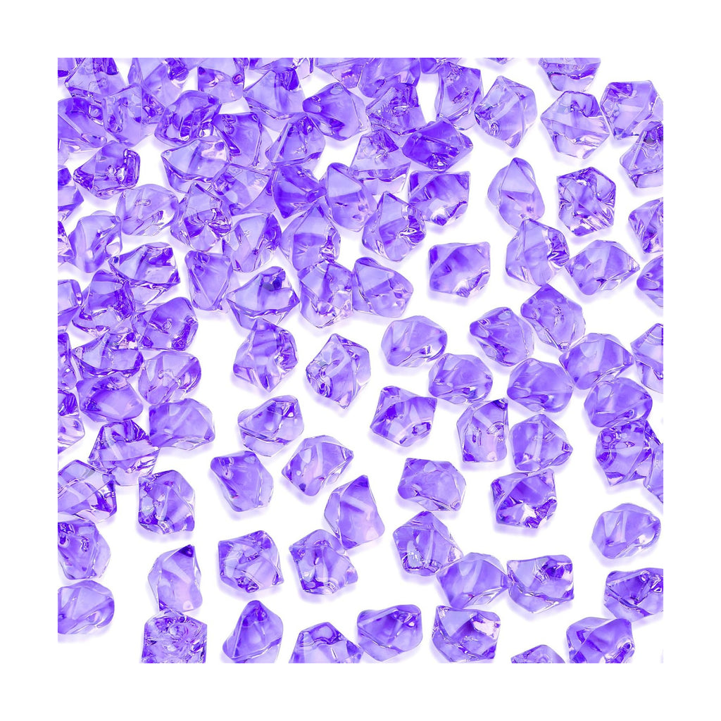 YATOJUZI 500pcs Fake Ice Cubes Violet Acrylic Crushed Rocks Purple Vase Fillers Plastic Diamonds Gems for DIY Party Wedding Centerpiece Table Scatter Prop Display 0.5" (Only Violet)