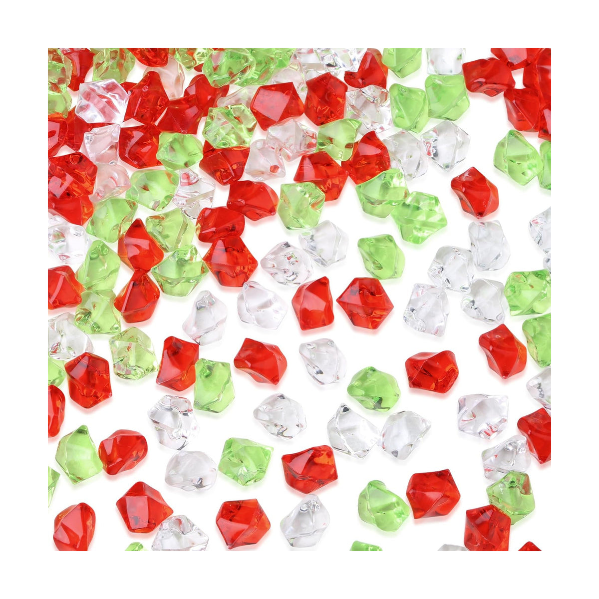 YATOJUZI 500pcs Fake Ice Cubes Christmas Decor Acrylic Crushed Rocks Vase Fillers Plastic Diamonds Gems for DIY Xmas Party Centerpiece Table Scatter Prop Display 0.5"