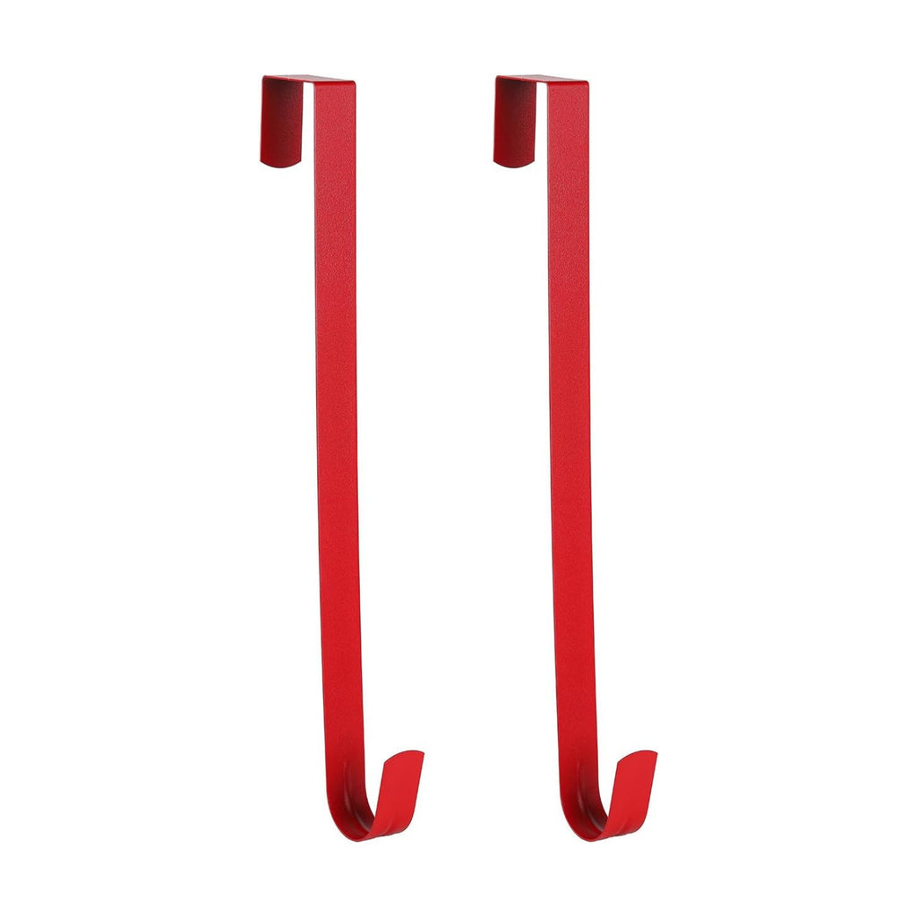 Sattiyrch 15" Wreath Hanger for Front Door,Sturdy Steel Wreath Door Hanger,Over The Door Hanger Hook (Red,2)