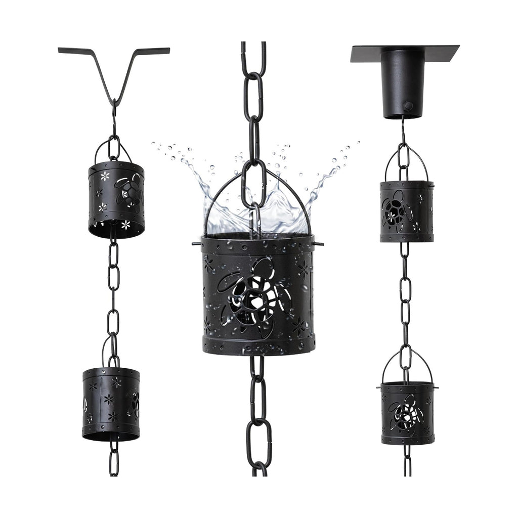 8.5 FT Rain Chain with 12 Aluminum Cups | Durable Rain Chains for Gutters - Easy Install, Rust-Proof Rain Catcher
