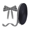 KINGLAKE Black and White Striped Ribbon - 3/8 Inch x 55 Yards