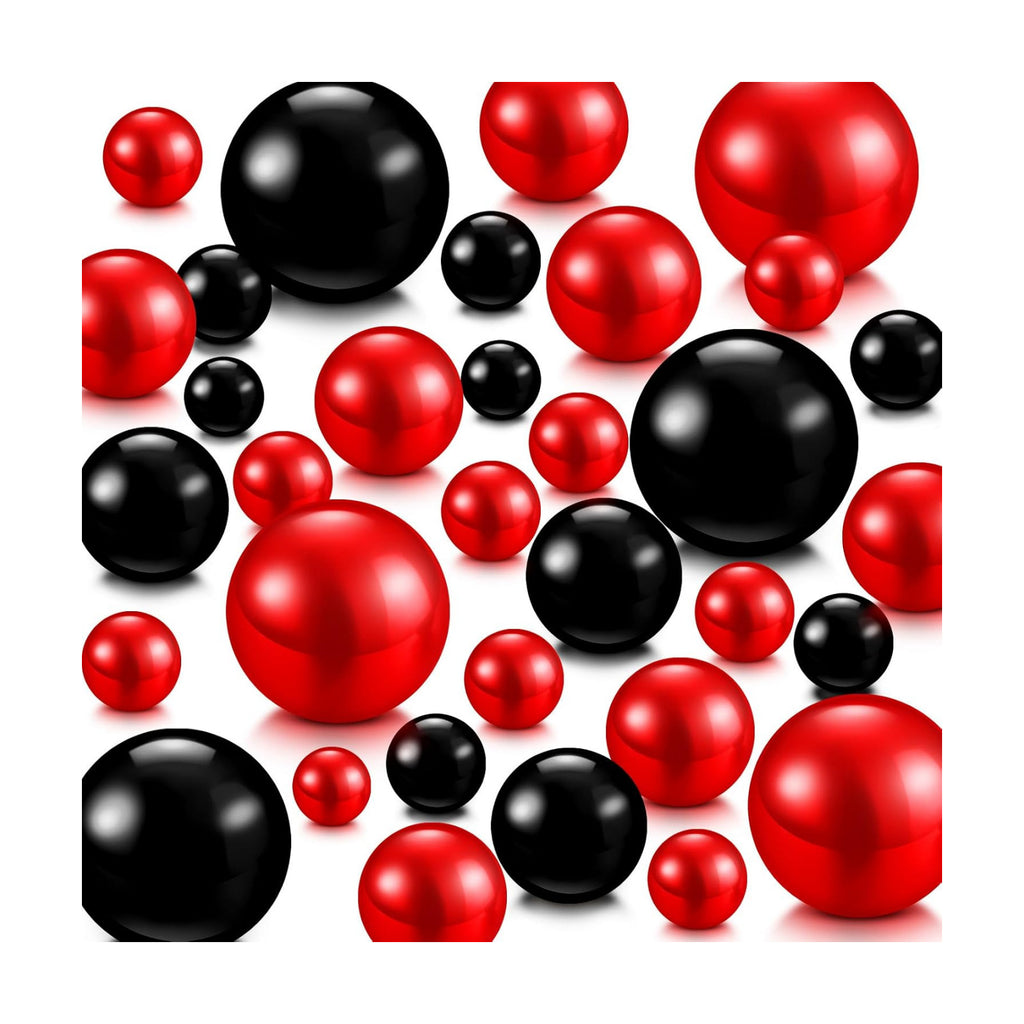 Junkin 300 Pcs Faux Pearl Vase Filler No Hole Beads, Black and Red