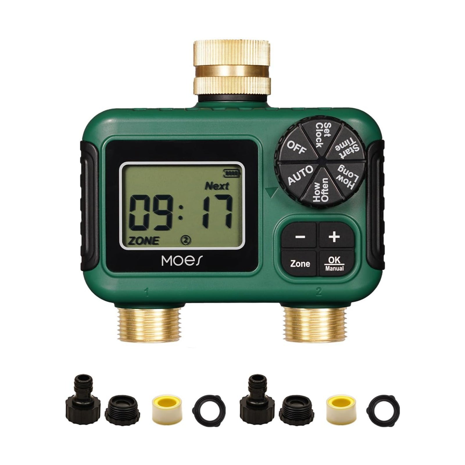 MOES 2 Zone Sprinkler Timer for Garden Hose,Brass Inlet &Outlet Water Timer | Programmable Automatic Irrigation