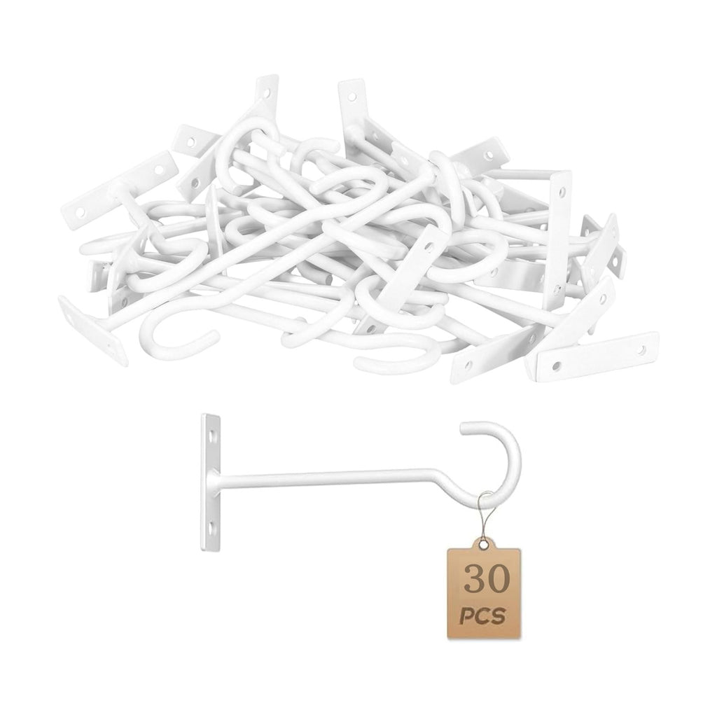 Metal Plant Wall Hooks 30Pack Bulk Hanging Brackets Indoor White 6In | Decorative heavy duty metal hangers,for flower