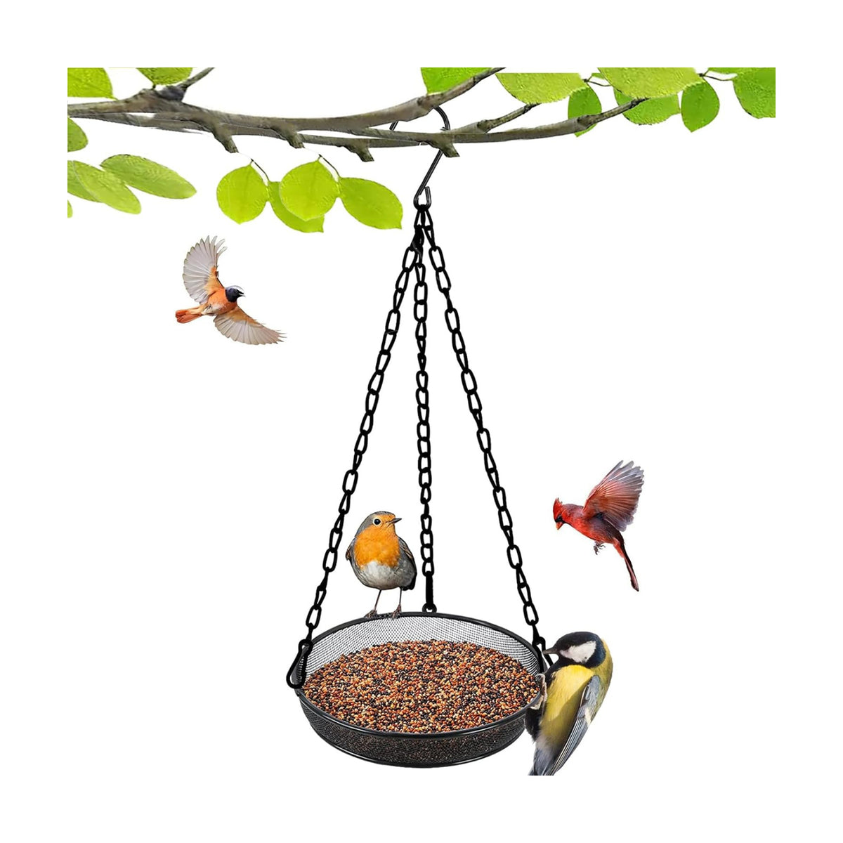 Bird Feeder, Hanging Platform Bird Feeder, Mesh Tray