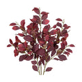 32" Artificial Burgundy Fall Euonymus Leaves Stems with Flower Seeds, 3 Pcs