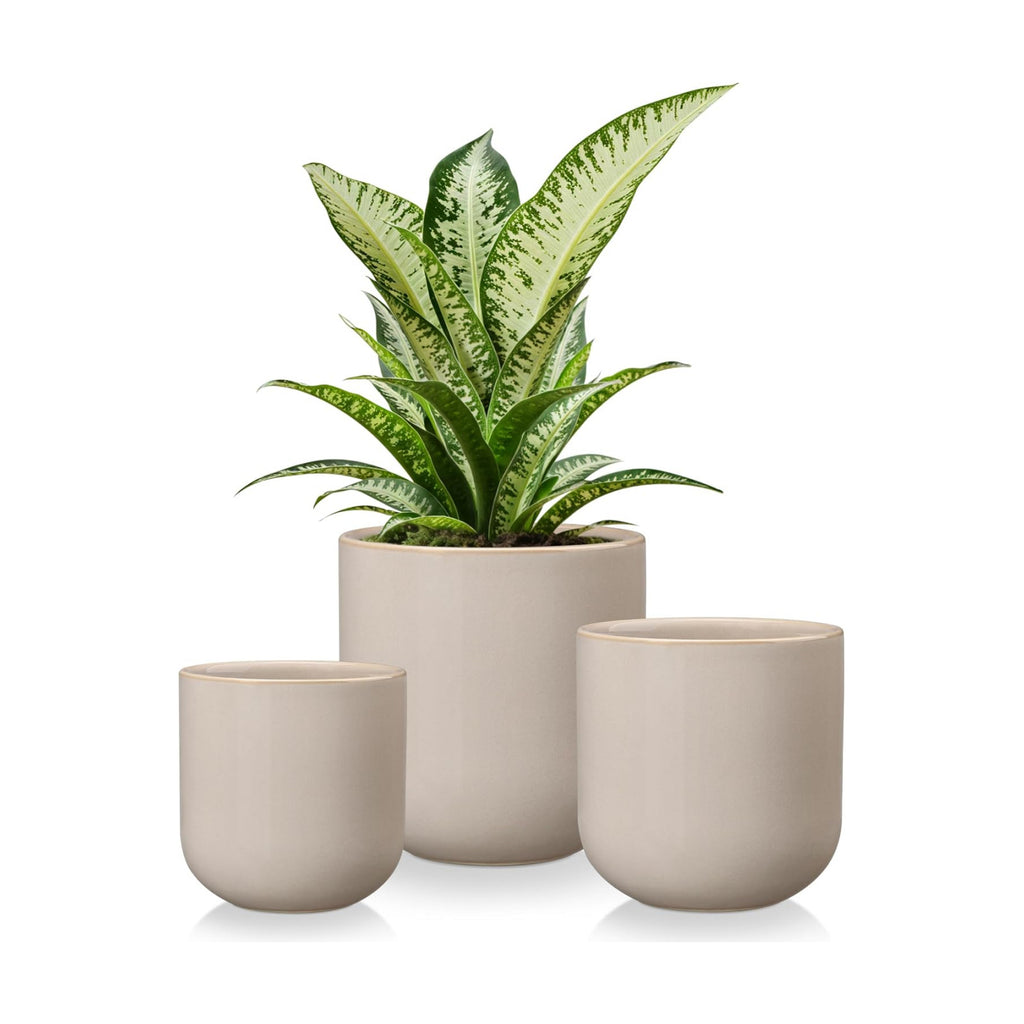 vancasso Ceramic Plant Pots, 4+5+6 inches, Set of 3, Planters with Drainage Hole, Flower Pots Planters Pots for Indoor