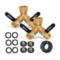 Brass 2-Way Y Splitter LEAD-FREE, Heavy-Duty Garden Hose Connector with Extra Long Butterfly Comfort Grip ON/OFF