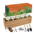 5 Herb Garden Planter Indoor with Wooden Box, Home Kitchen Seed Starter Kit Including Dill, Cilantro, Oregano, Sage