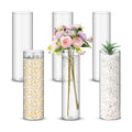 Nuogo 6 Pcs 12" Plastic Clear Cylinder Vase Acrylic Vase for Centerpieces