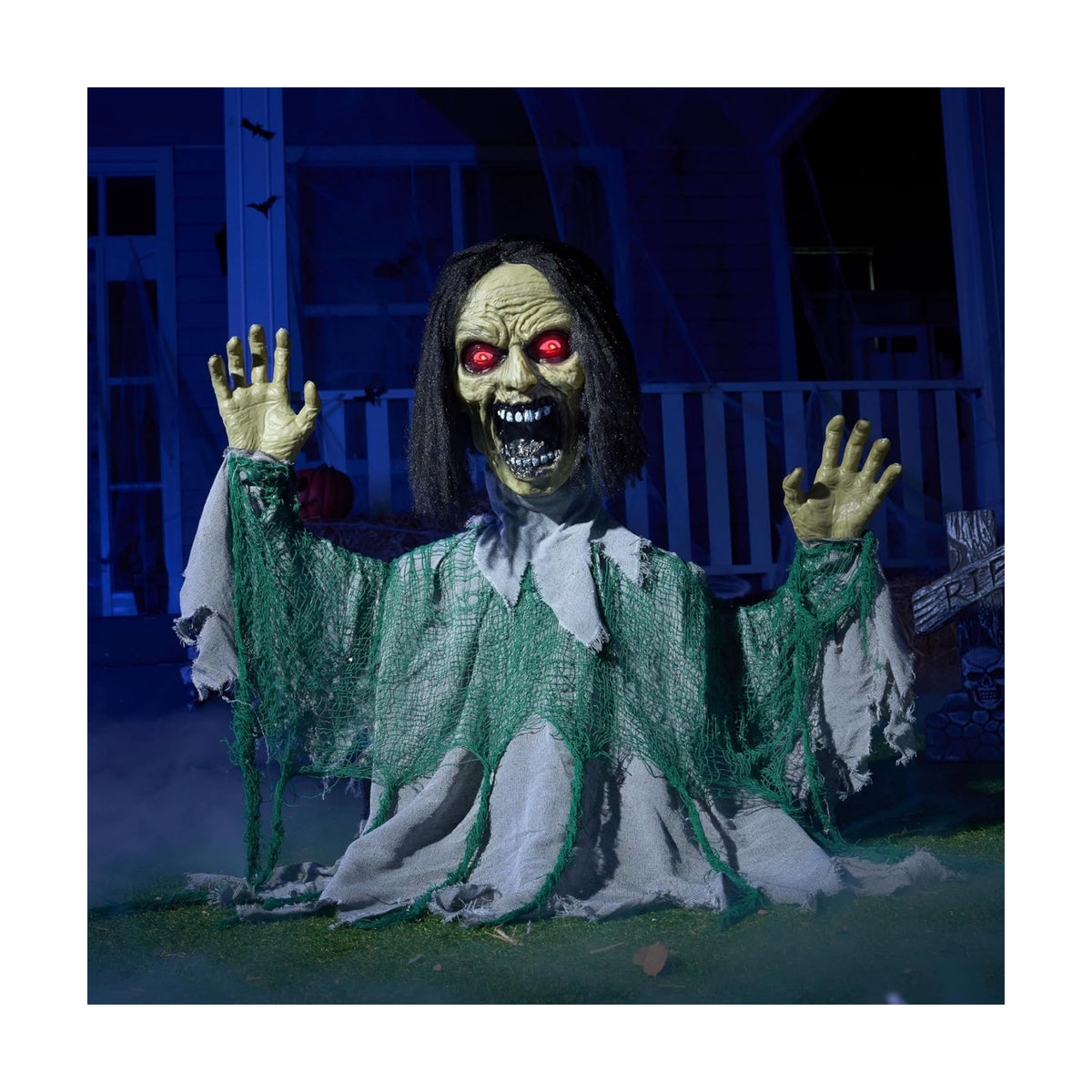 JOYIN Halloween Outdoor Animatronic Groundbreaker Decorations, Half-Body Zombie Groundbreaker with Motion and Light-Up Eyes, for Outside Decor Graveyard Yard Lawn Haunted House Props