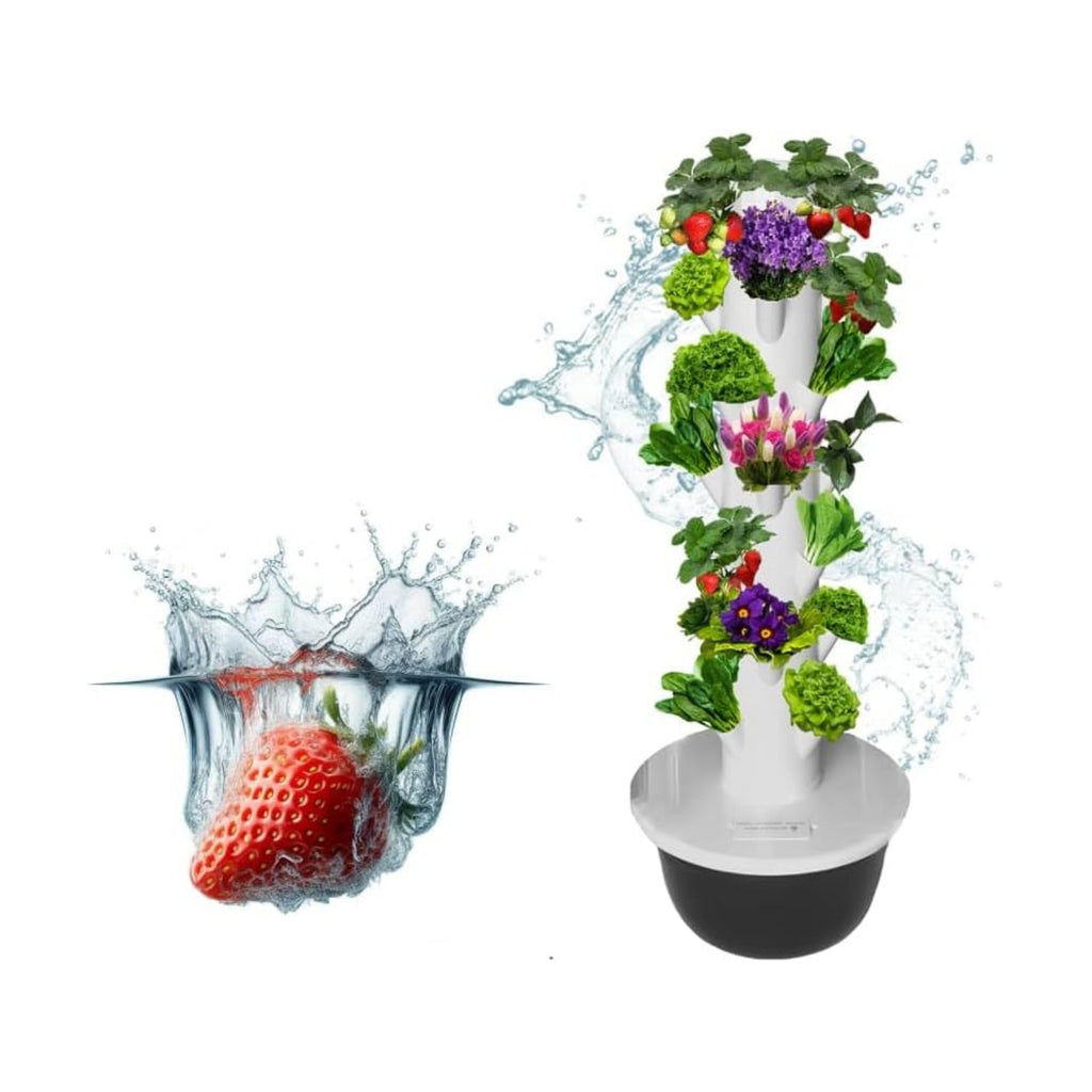 GRETEGO G&GO Hydroponics Growing System Kit, Aero Gardening System, Hydroponic Tower|28 Net Pots for Tomato, Green