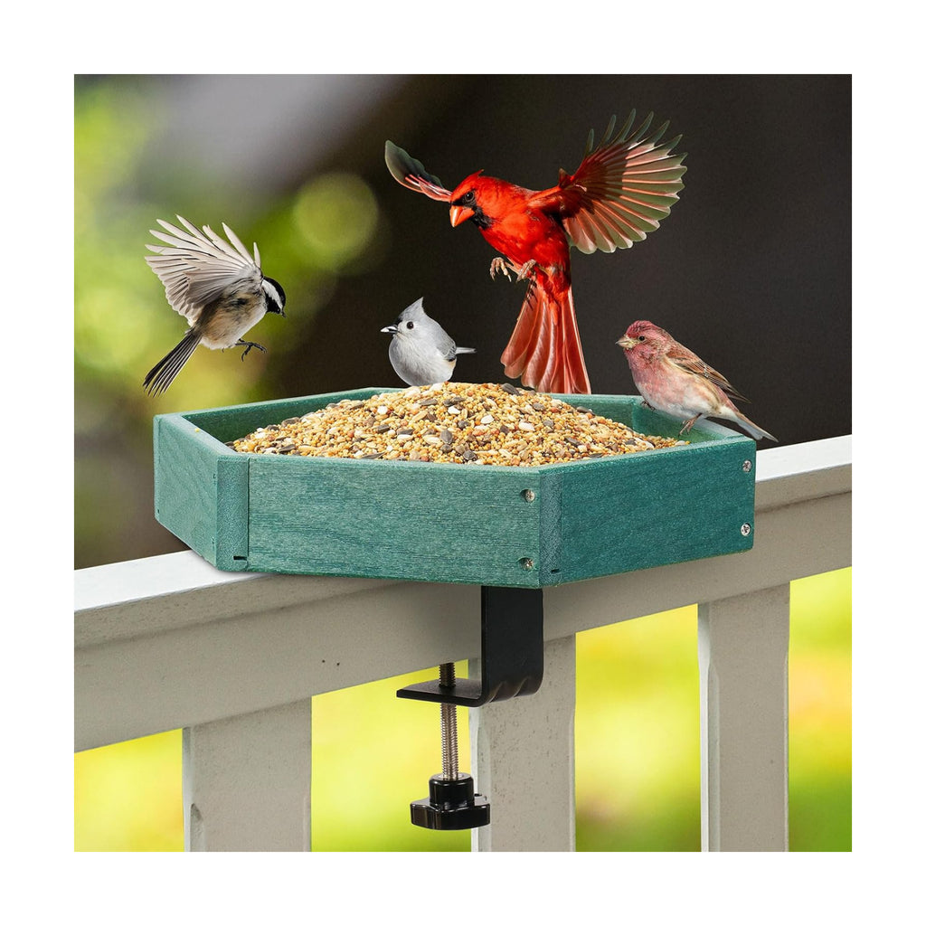 Kingsyard Clamp-On Deck Bird Feeder for Balcony Railings, No Drill
