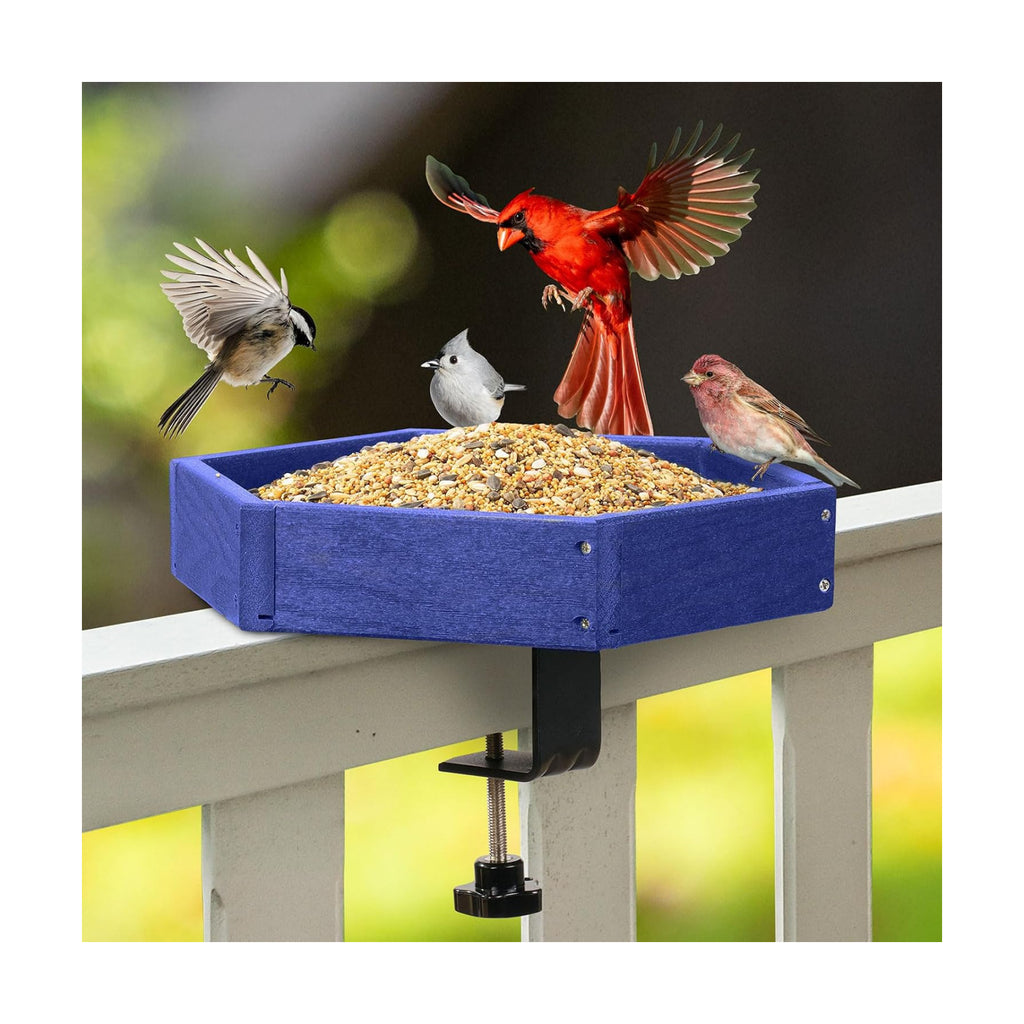 Kingsyard Clamp-On Deck Bird Feeder for Balcony Railings, No Drill
