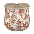 Tuscan Ceramic Planter with Floral Edges Vintage Planter Flower Pot Vase | Planter with Drainage Hole, Ice Crack