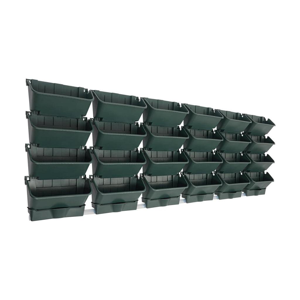 24 Pack Hanging Vertical Wall Planter,12.99inch Wall Mounted Planter for Patio Outdoor Decor,Home Army Green Plastic