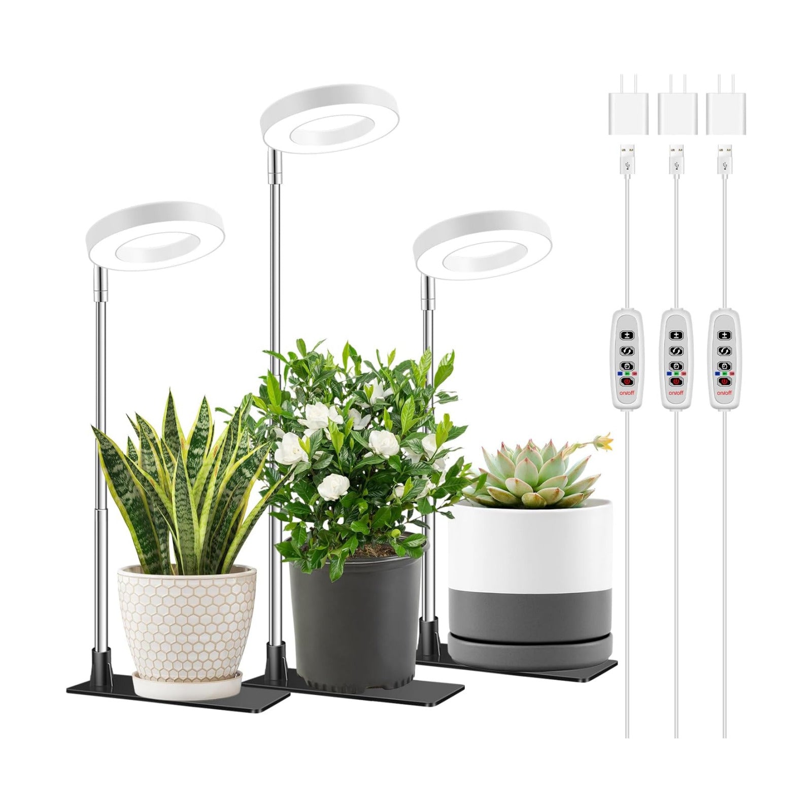 Aokrean Grow Light, Full Spectrum Plant Lights for Indoor Growing with Base | 48 LEDs Halo Plant Light for Small