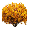 Grunyia 16 Bundles Artificial Fall Mums Outdoor UV Resistant, Fake Silk Plants No Fade Faux Greenery for Garden Porch Patio - Autumn Thanksgiving Christmas Home Decor (Fall Yellow)