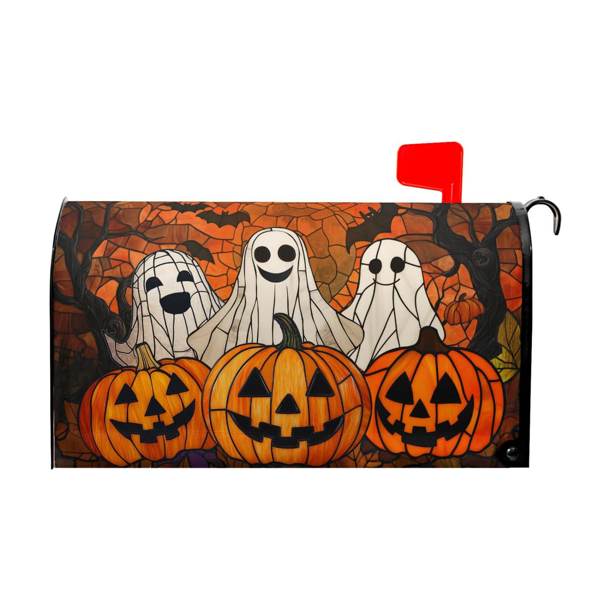 Halloween Ghost Mailbox Cover Magnetic Large Size 25.5 x 21 Inch Halloween Pumpkin Mail Box Covers Fall Scary Night Mailbox Wraps Post Letter Box Cover for Holiday Garden Yard Outdoor Outside Decor