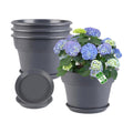 Myfeegoin 10-inch-Plant-Pots-Indoor-Outdoor, 4 Pack Plastic Planters with Drainage Holes & Saucers, Resin Flower Pots