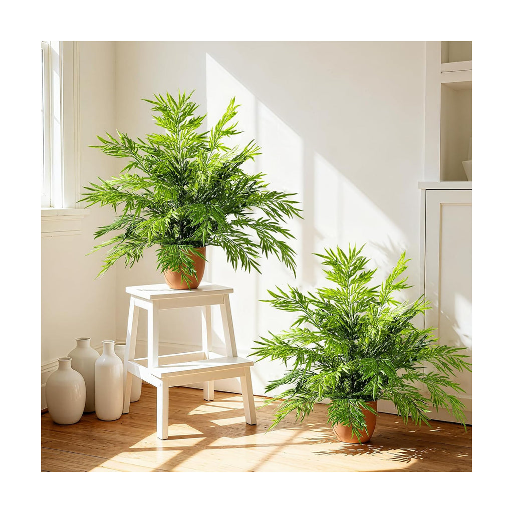 2 Pack Artificial Fern Plants in Pots Artificial Boston Ferns Potted Plants Faux Fern Bush Plant Shrubs Greenery for