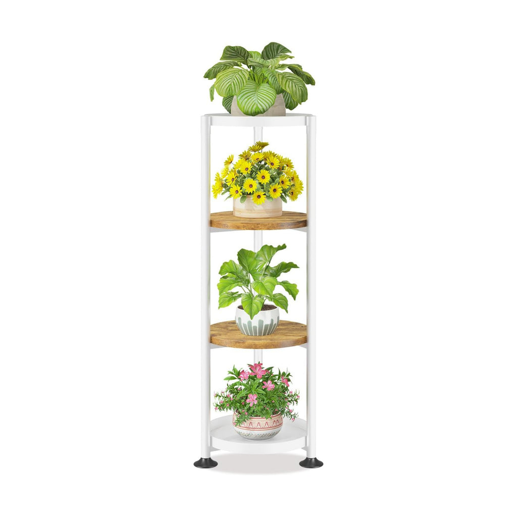LASZOLA Plant Stand Tall Flower Holder for Indoor Corner, 4 Tier White | Heavy Duty Metal Vertical Multi Level Shelf