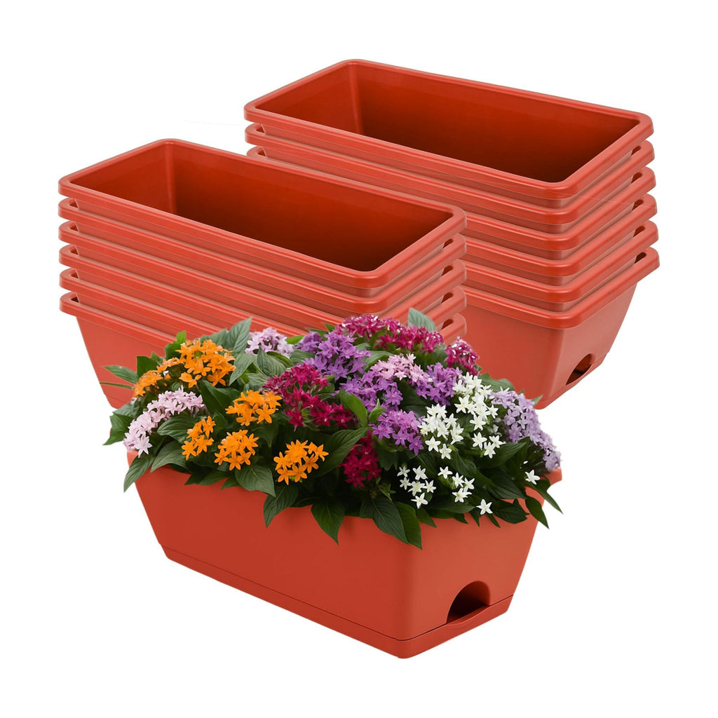 LOCONHA 12 Pack Window Box Planter, Plastic Vegetable Flower Planters Boxes