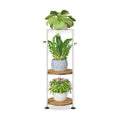 LASZOLA Plant Stand Tall Flower Holder for Indoor Corner, 3 Tier White | Heavy Duty Metal Vertical Multi Level Shelf
