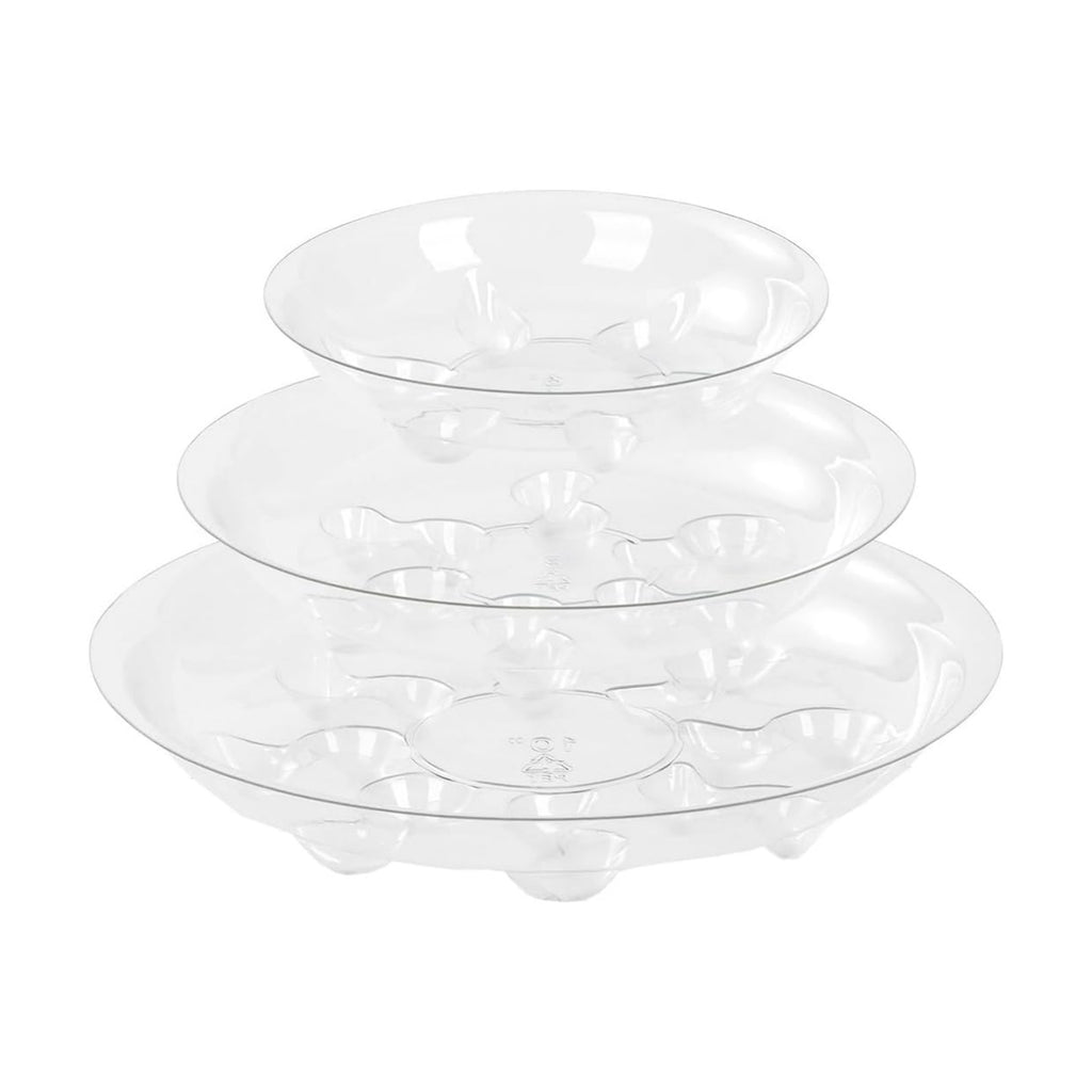 15 Pack Assorted Sizes 6 8 10 Inch Clear Thick Plastic Heavy Duty Sturdy Plant Saucer Drip Trays for pots, 5 Pieces of