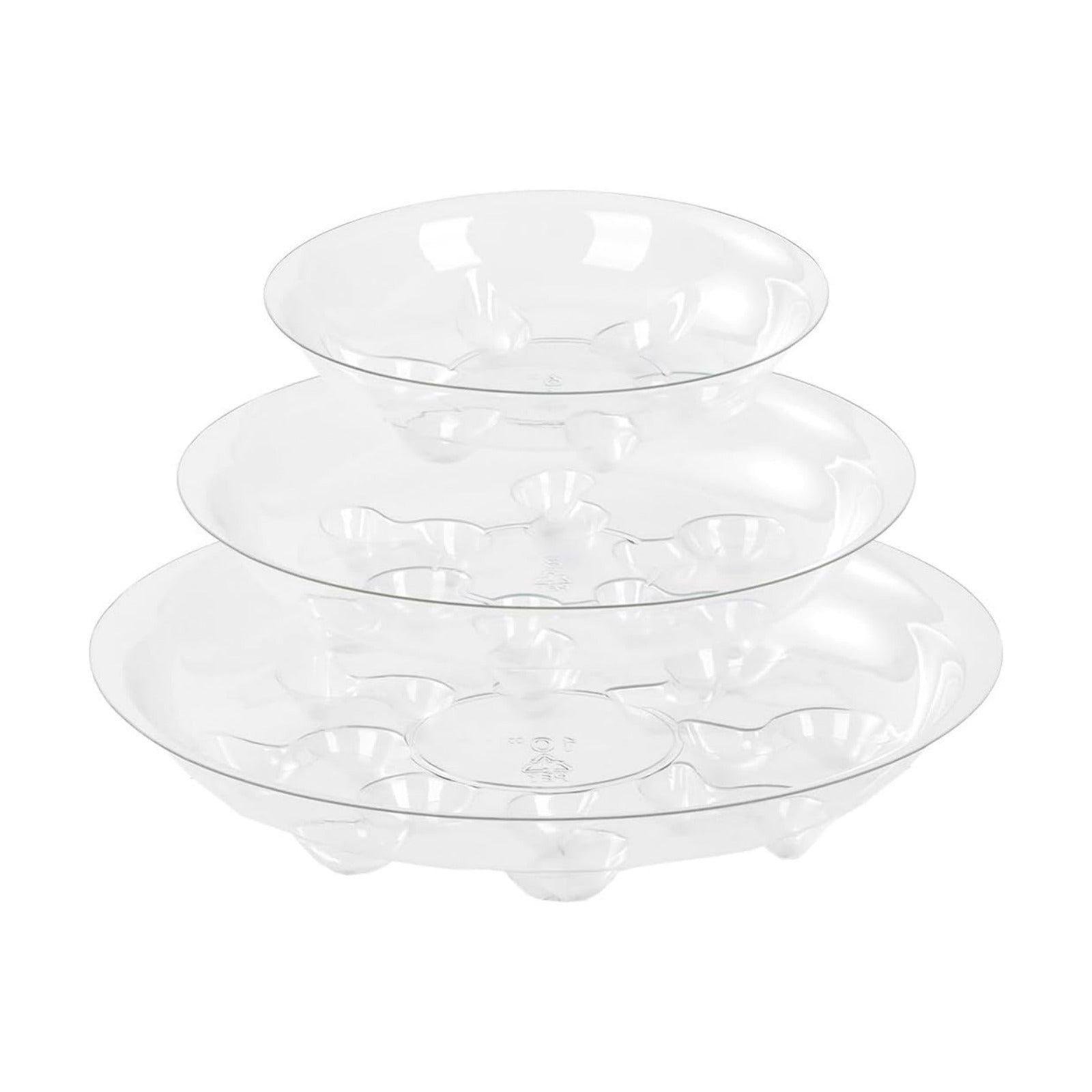 15 Pack Assorted Sizes 6 8 10 Inch Clear Thick Plastic Heavy Duty Sturdy Plant Saucer Drip Trays for pots, 5 Pieces of