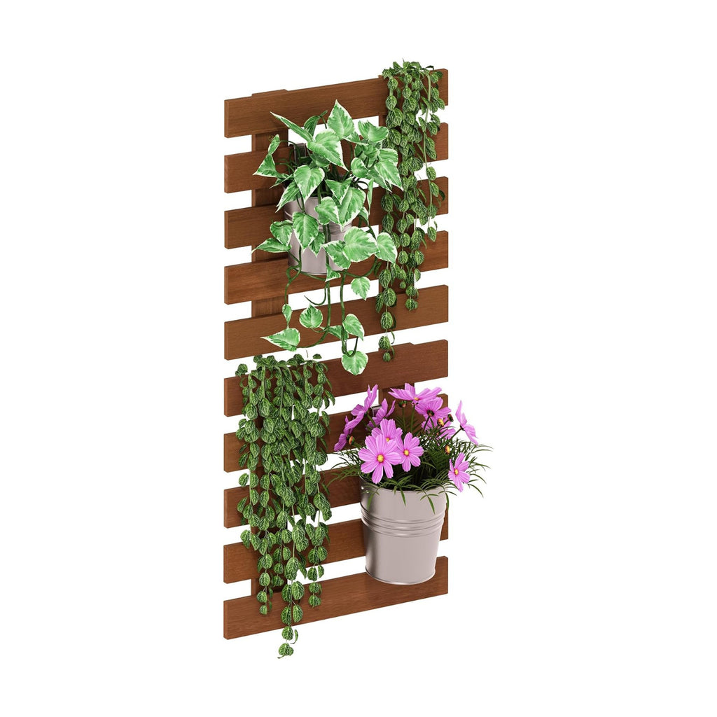 Furinno TIOMAN Outdoor Vertical Wall Planter, Set of 2 Wooden Hanging Planters, for Indoor, Outdoor Plants, Balcony