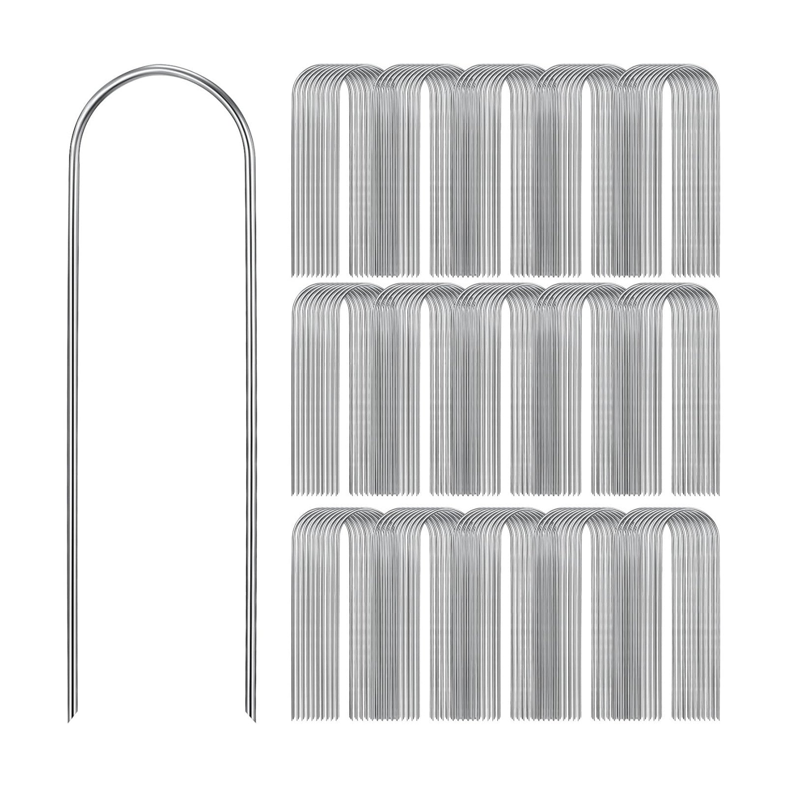 Tandefio 200 Pack Drip Irrigation Tubing Stakes 6 Inch Garden Pins Landscape Staples Securing Pegs Galvanized Lawn Yard