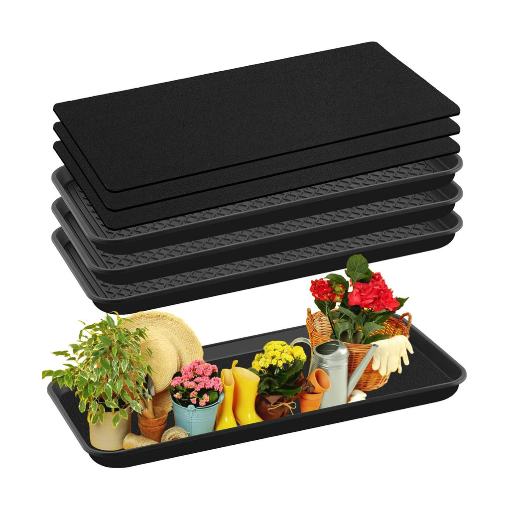 Vesici 3 Set/6 Pcs Large Square Plant Saucer, Self-Watering Trays with Mat | 30 Inch Plant Saucer, 3mm Capillary Mat