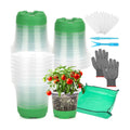 Caffox 45PCS Reusable Seed Starter Kit Includes 20 Packs 5" Clear Nursery Pots with Silicone Base, Repotting Mat
