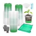 Caffox 55PCS Reusable Seed Starter Kit Includes 30 Packs 3.5" Clear Nursery Pots with Silicone Base, Repotting Mat