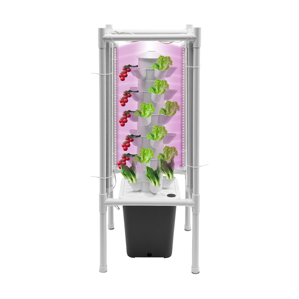 Hydroponic Tower Growing System Kits with LED Grow Lights 30 Pods Indoor Vertical Planter Germination Kit 6 Layers