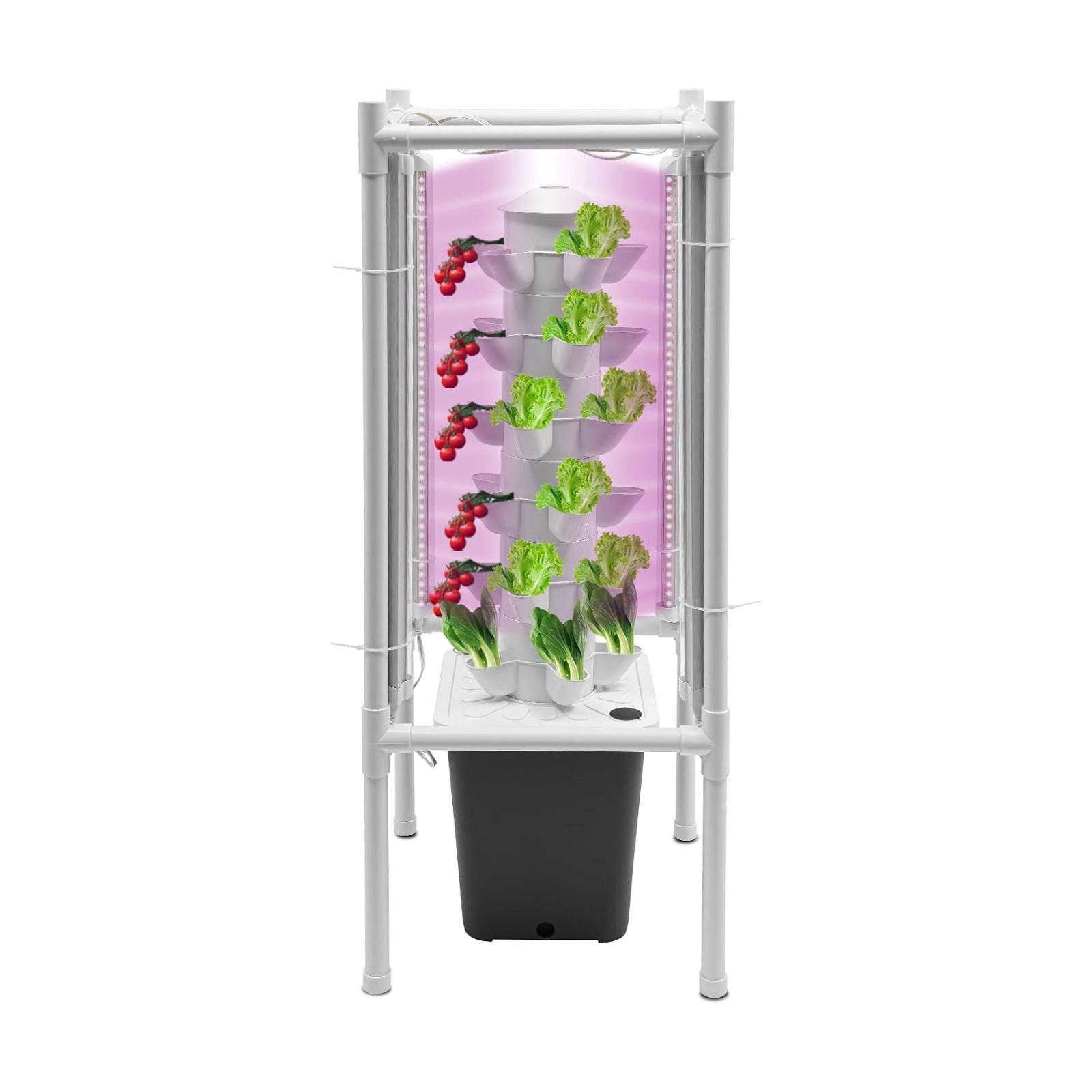 Hydroponic Tower Growing System Kits with LED Grow Lights 30 Pods Indoor Vertical Planter Germination Kit 6 Layers