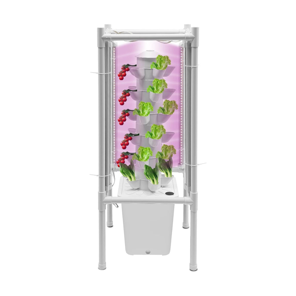 Hydroponic Tower Growing System Kits with LED Grow Lights 30 Pods Indoor Vertical Planter Germination Kit 6 Layers
