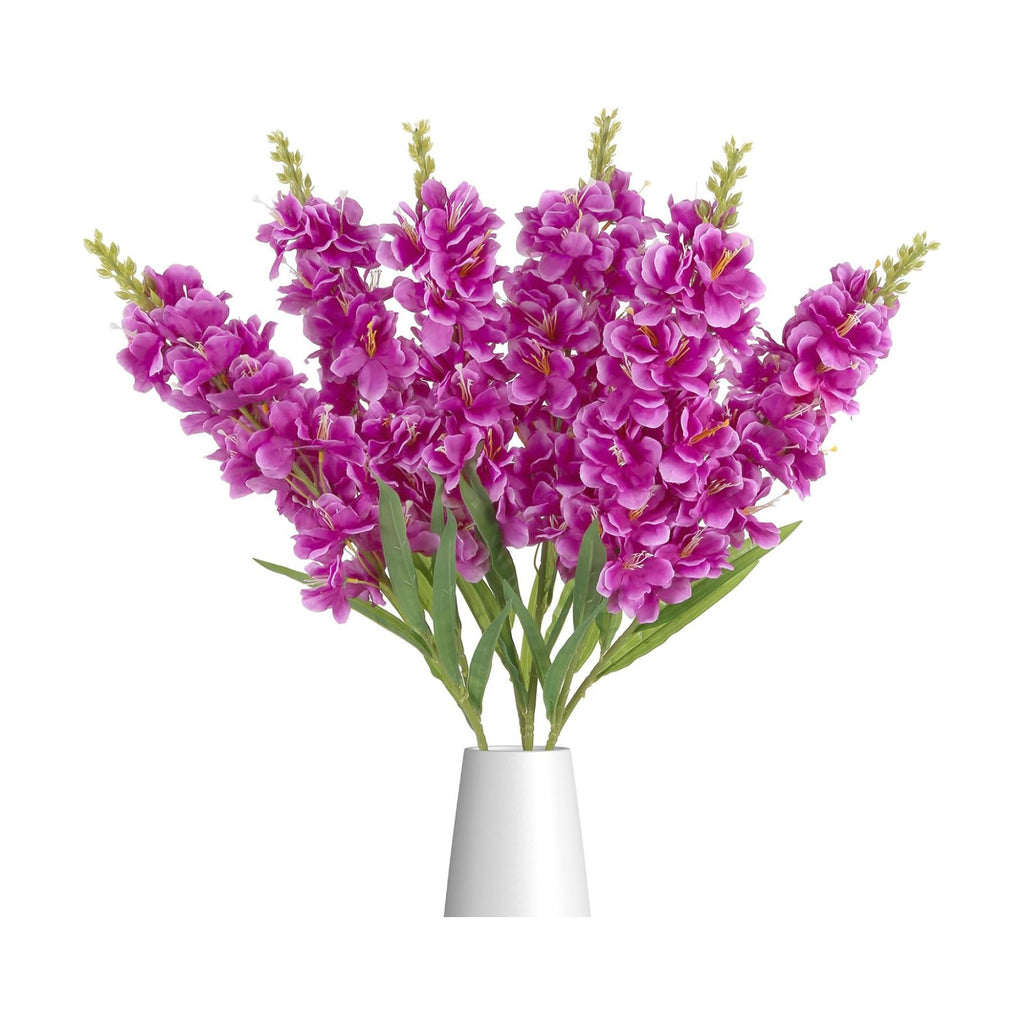 IPOPU 6PCS Delphinium Artificial Flowers 39" Realistic Faux Hyacinth Long Stem Delphinium Silk Flowers for Tall Vase Filling Wedding Centerpieces Home Decor (Purple)